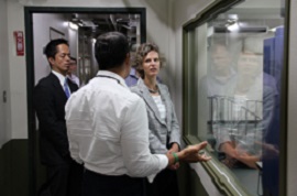 Brooke Spelman, Public Affairs Officer, American Consulate General Osaka-Kobe, delighted by Hiroshima RERF visit, Marilyn Monroe photograph